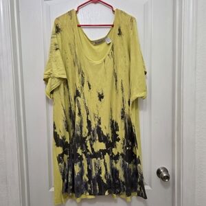 T9251000 Vintage ROAMAN'S Yellow and Black Tunic Top